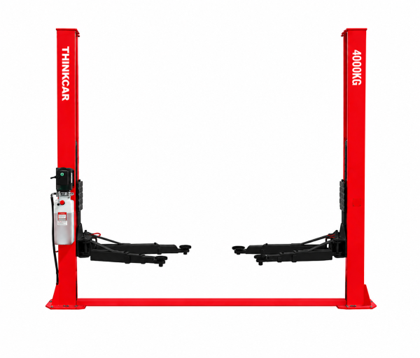 ThinkCar TVL240S — професійний двостійковий підйомник вантажопідйомністю 4 тонни (380V  червоний колір з нижньою рамою).