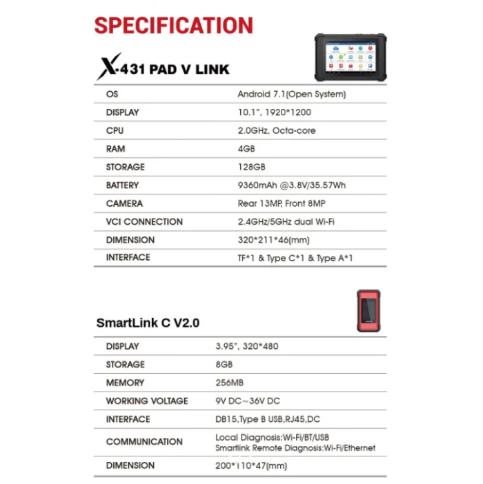 Мультимарочний сканер Launch X431 PAD V Smartlink